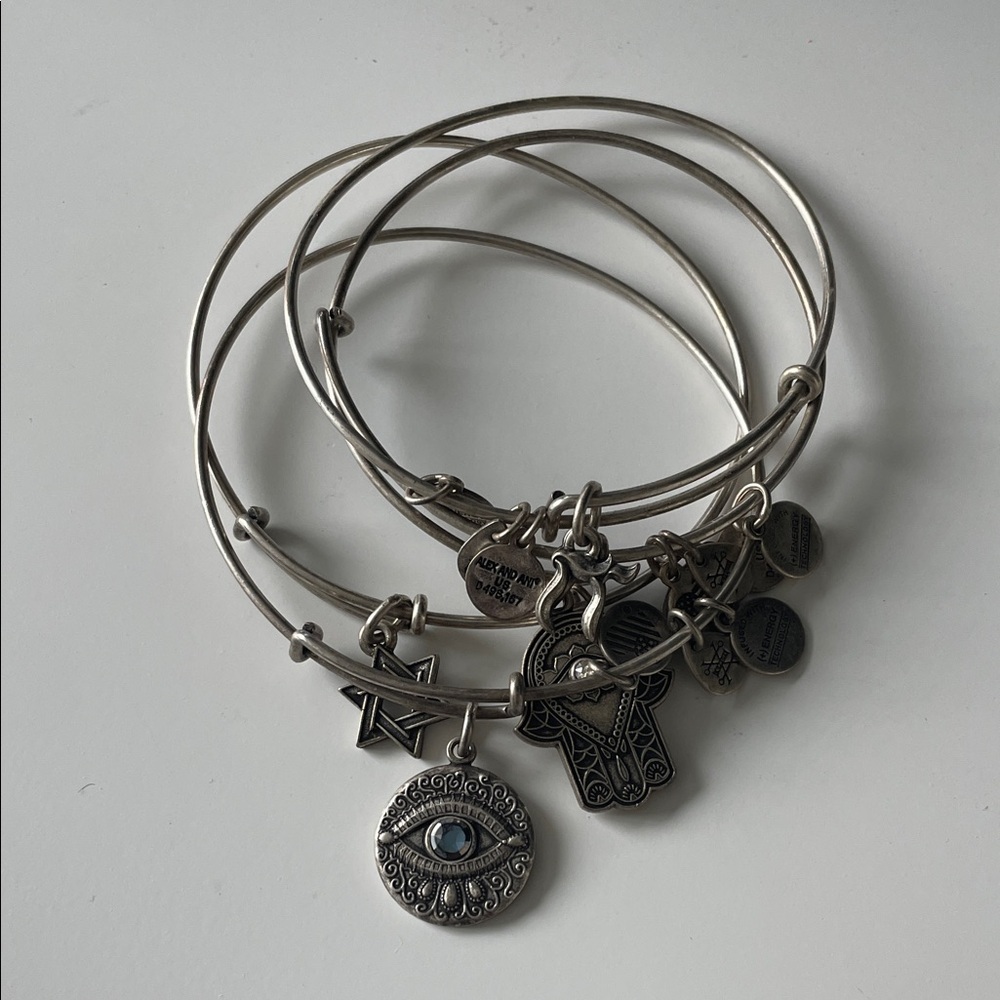 Alex & Ani Silver Charm Bangle Set